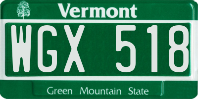 VT license plate WGX518