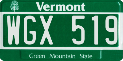 VT license plate WGX519