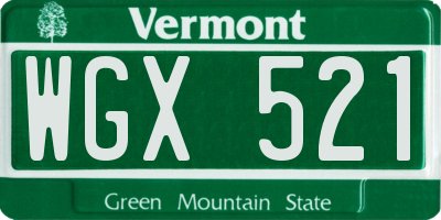 VT license plate WGX521