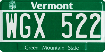 VT license plate WGX522