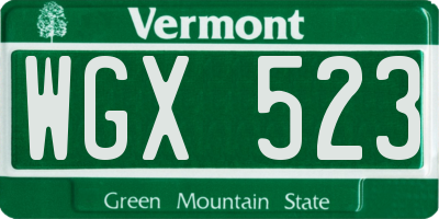 VT license plate WGX523