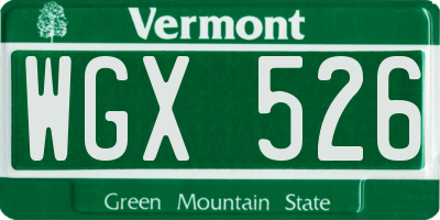 VT license plate WGX526