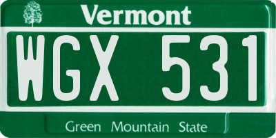 VT license plate WGX531