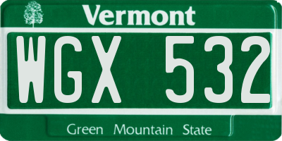 VT license plate WGX532