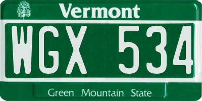 VT license plate WGX534