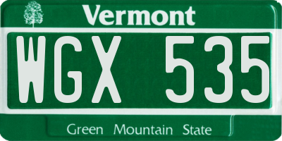 VT license plate WGX535