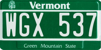 VT license plate WGX537