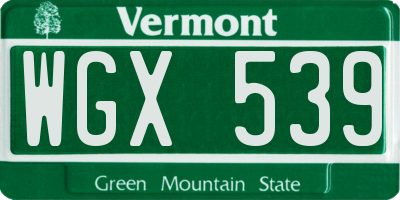 VT license plate WGX539
