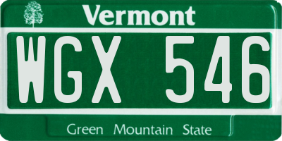 VT license plate WGX546