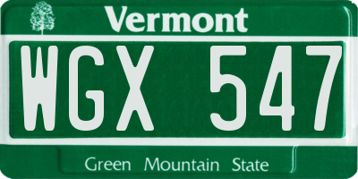 VT license plate WGX547