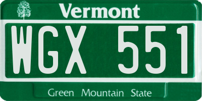 VT license plate WGX551