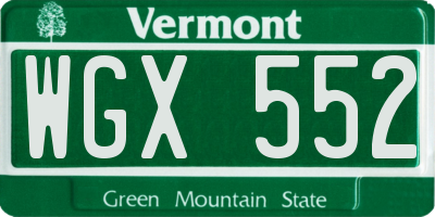 VT license plate WGX552