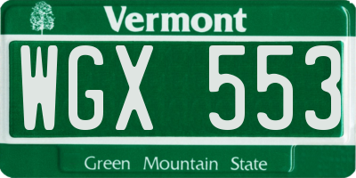 VT license plate WGX553