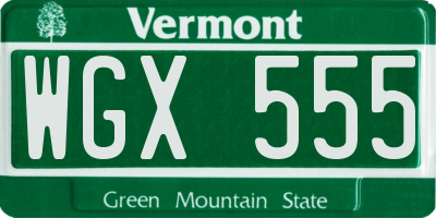 VT license plate WGX555