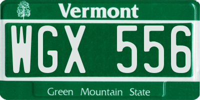 VT license plate WGX556