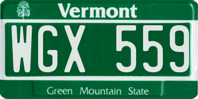 VT license plate WGX559