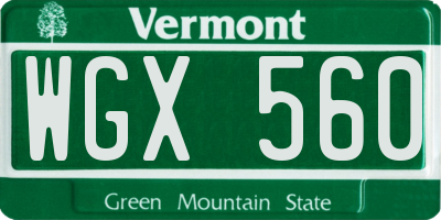 VT license plate WGX560