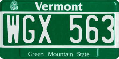 VT license plate WGX563