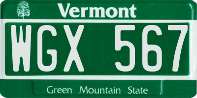 VT license plate WGX567