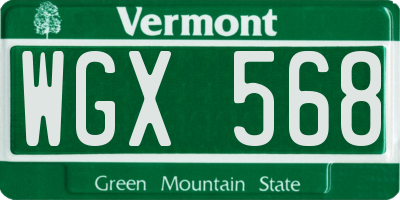 VT license plate WGX568