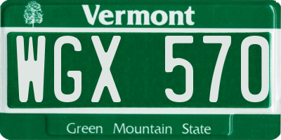 VT license plate WGX570