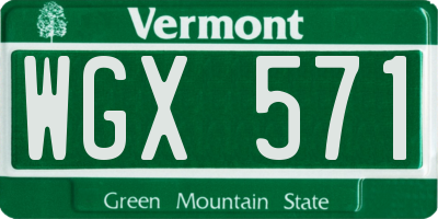 VT license plate WGX571
