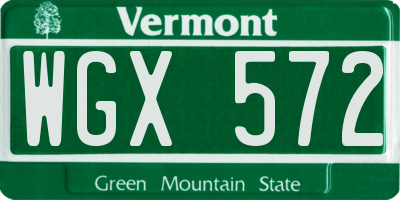 VT license plate WGX572