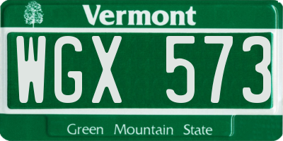 VT license plate WGX573