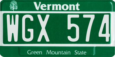 VT license plate WGX574