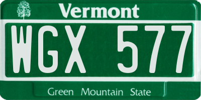 VT license plate WGX577