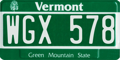 VT license plate WGX578
