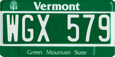 VT license plate WGX579