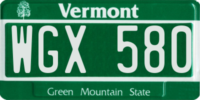 VT license plate WGX580