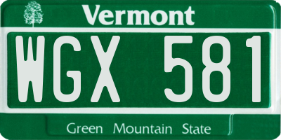 VT license plate WGX581