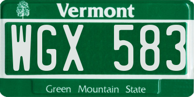 VT license plate WGX583