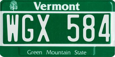 VT license plate WGX584