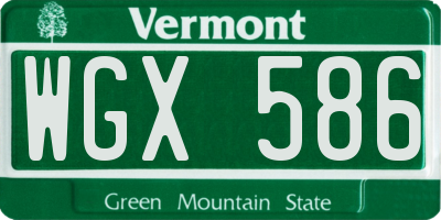 VT license plate WGX586