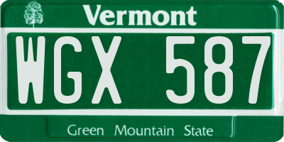 VT license plate WGX587