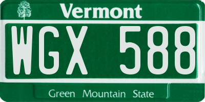 VT license plate WGX588