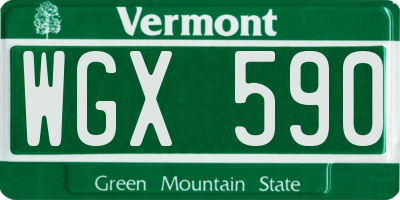 VT license plate WGX590
