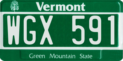 VT license plate WGX591