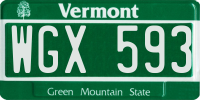 VT license plate WGX593