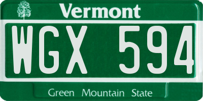 VT license plate WGX594