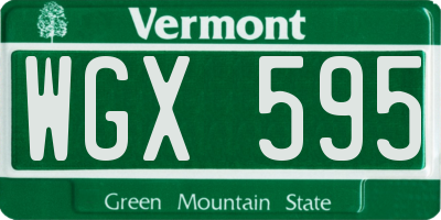 VT license plate WGX595