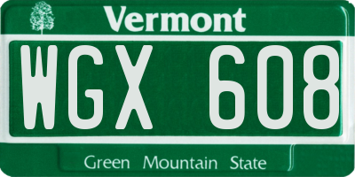 VT license plate WGX608