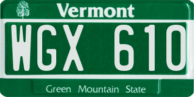 VT license plate WGX610