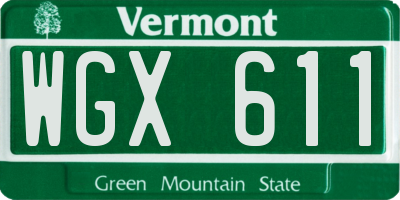 VT license plate WGX611