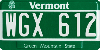 VT license plate WGX612
