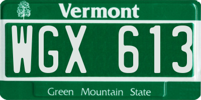 VT license plate WGX613