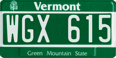 VT license plate WGX615